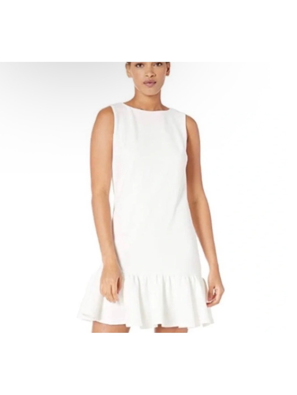 NWT Betsey Johnson Ivory Sleeveless Ruffle Hem Shift Dress Women’s Size 2
